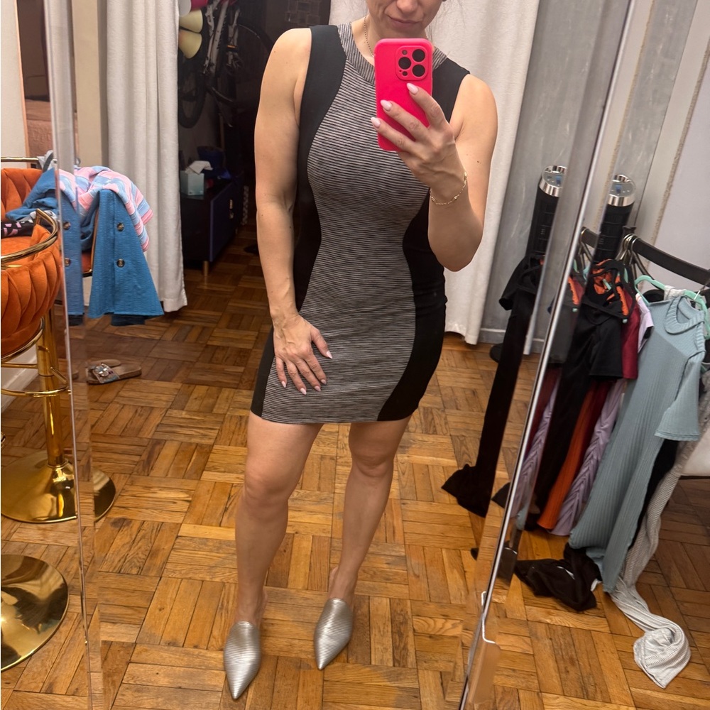 Sleeveless Black and Gray Bodycon Dress
